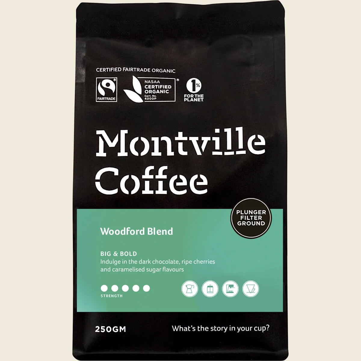 Montville Coffee Coffee Ground Plunger Woodford Blend 250g