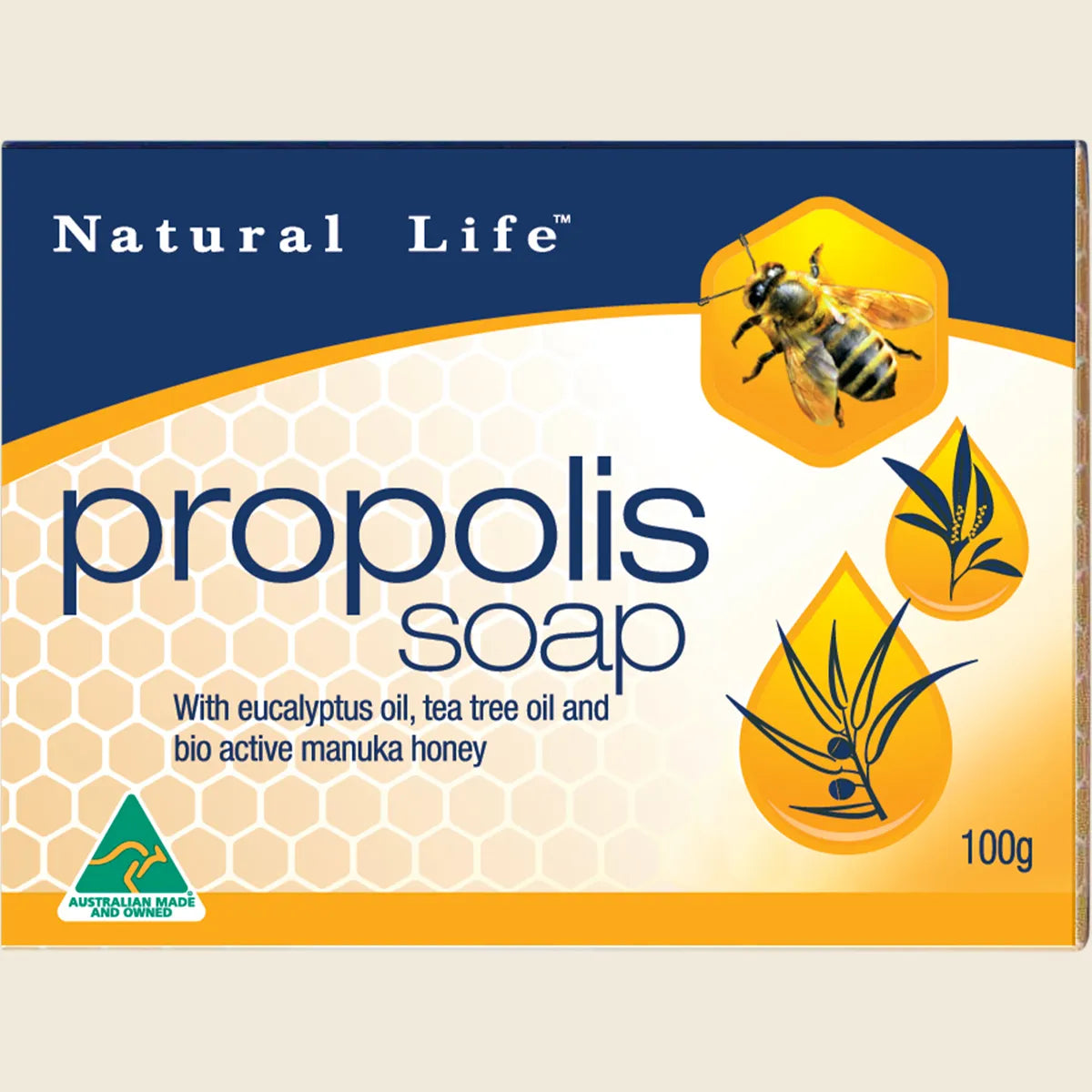 Natural Life Propolis Soap With Eucalyptus Tea Tree Oil & Bio Active Manuka Honey 100g