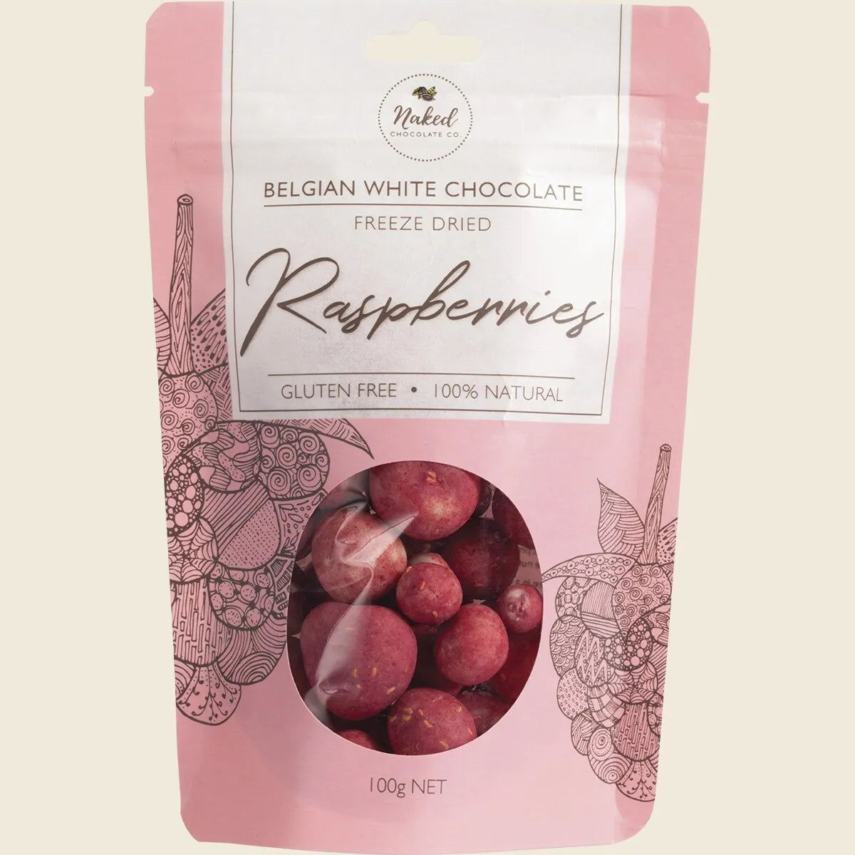 Freeze Dried Raspberries White Chocolate 100g
