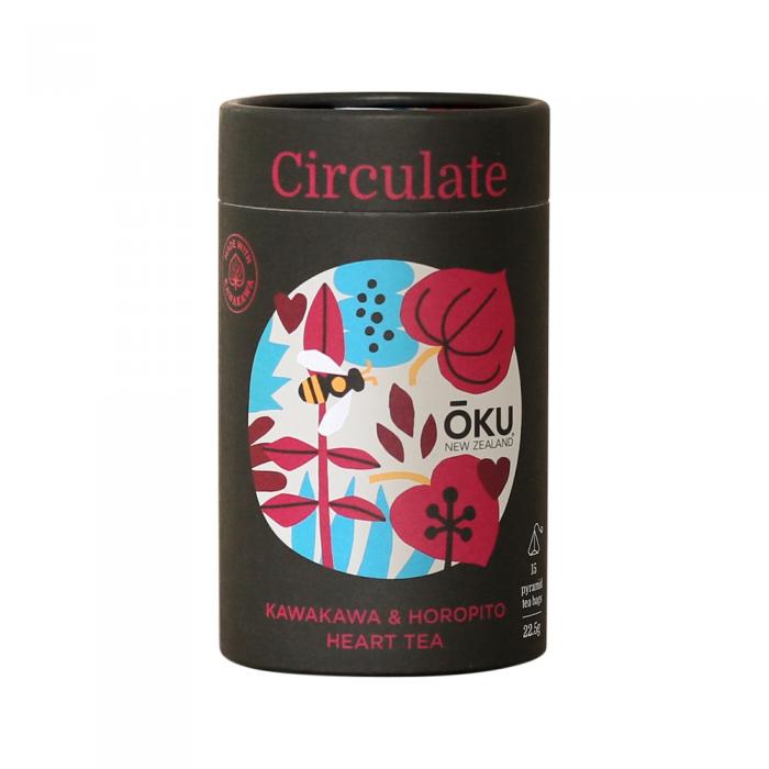 Oku New Zealand Circulate Kawakawa & Horopito Heart Tea X 15 Tea Bags  Sell Through
