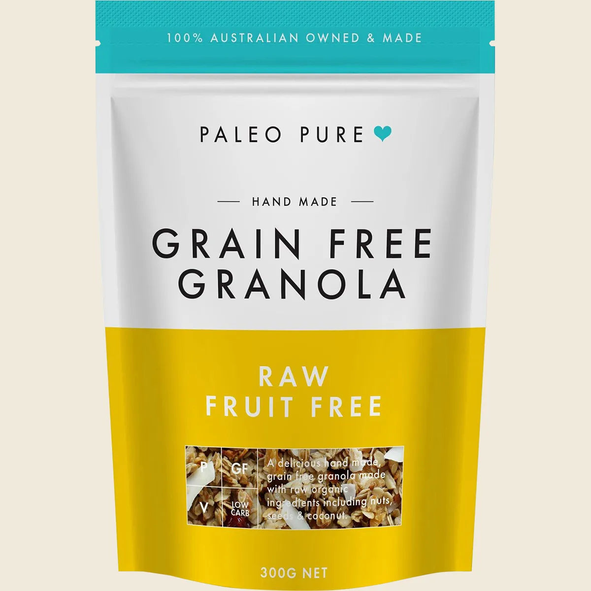 Paleo Pure Grain Free Granola Raw Fruit Free 300g