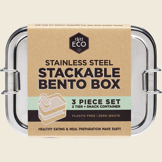 Stainless Steel Stackable 2 Tier Bento + Mini Snack 1200ml