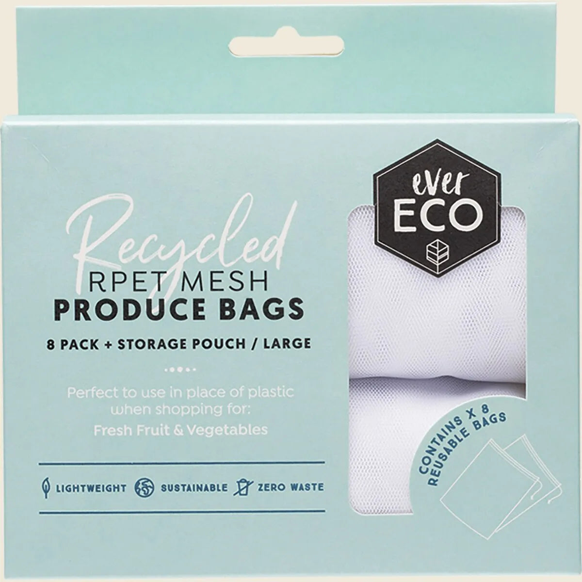 Ever Eco Reusable Produce Bags Recycled Polyester Mesh 8pk