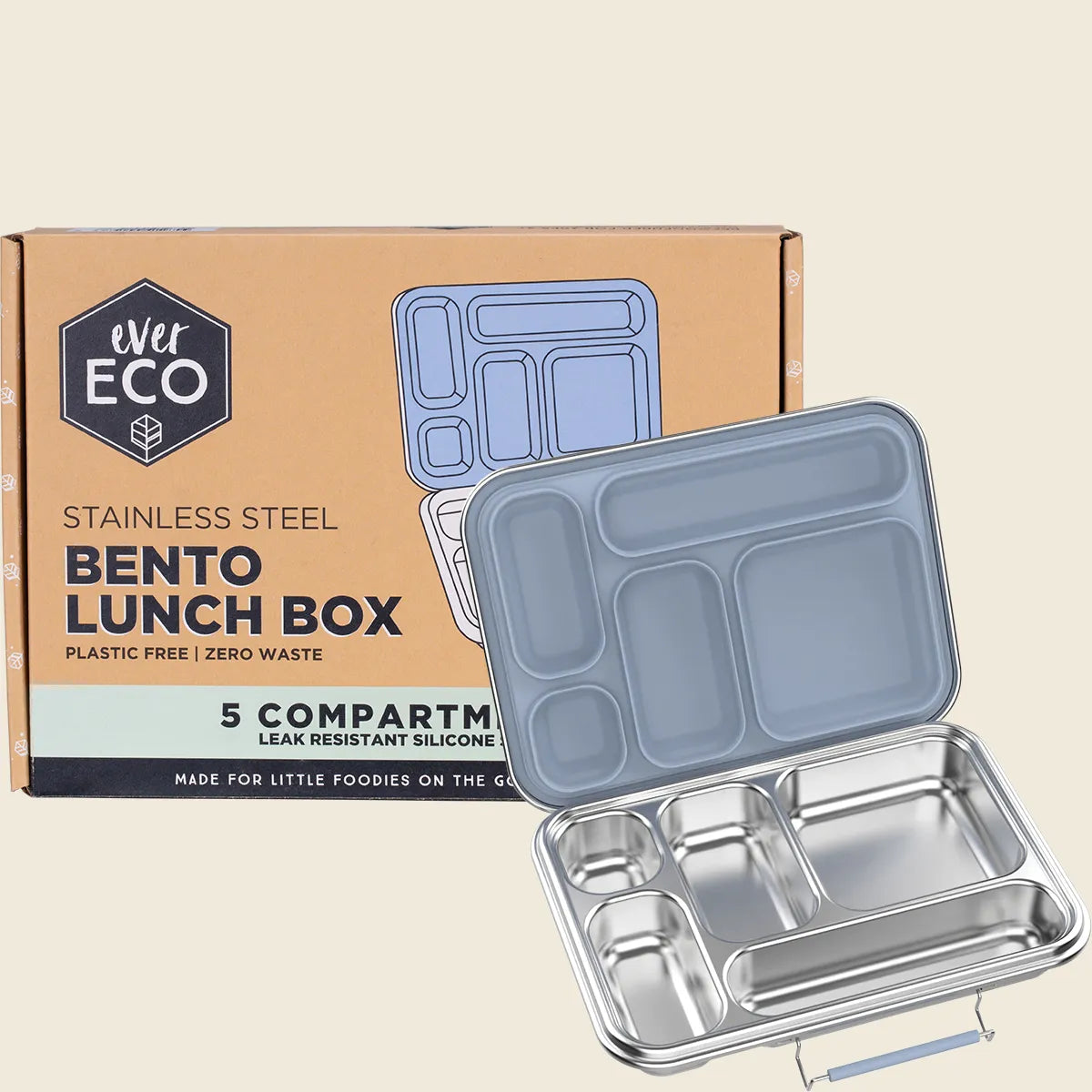 Ever Eco Stainless Steel 5 Compartment Bento Lunch Box Cove 1pc