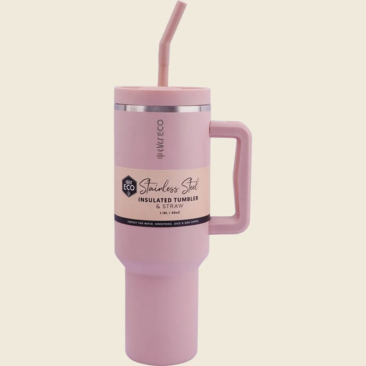 Insulated Tumbler with Handle & Straw Rose 1180ml