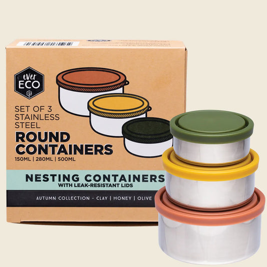 Ever Eco Stainless Steel Round Nesting Containers Autumn 3pk