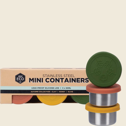 Ever Eco Stainless Steel Mini Containers Autumn Leak Resistant 3pk