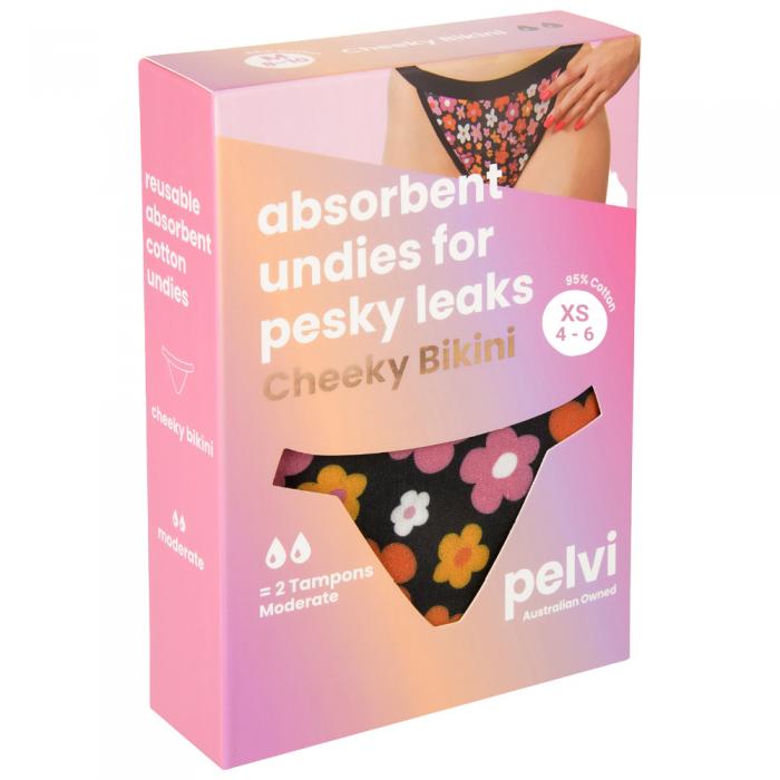 Pelvi Leakproof Underwear Cheeky Bikini Floral Xs  Sell Through