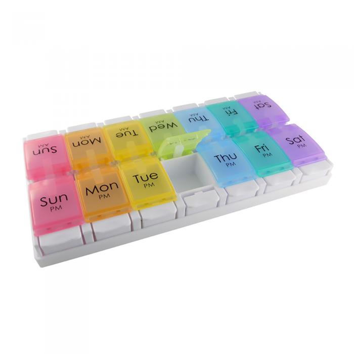 Surgical Basics Pill Box Weekly Pill Planner Removable (2 Per Day Am/pm) Large (24 X 12.5 X 2.7cm)