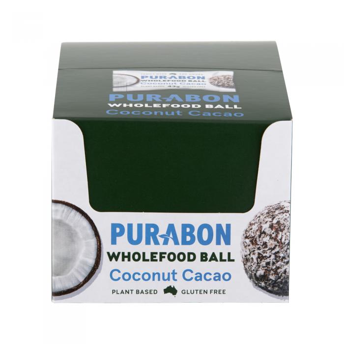 Purabon Wholefood Balls Coconut Cacao 43g X 12 Display