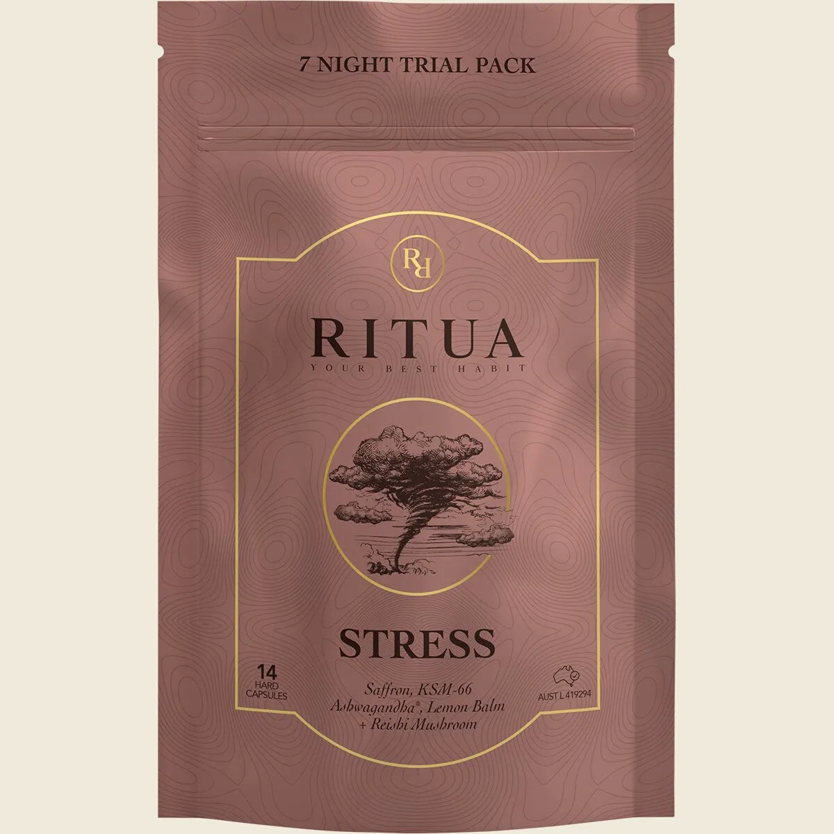 STRESS 7 Day Saffron Ashwagandha LemonBalm Reishi 14 Caps