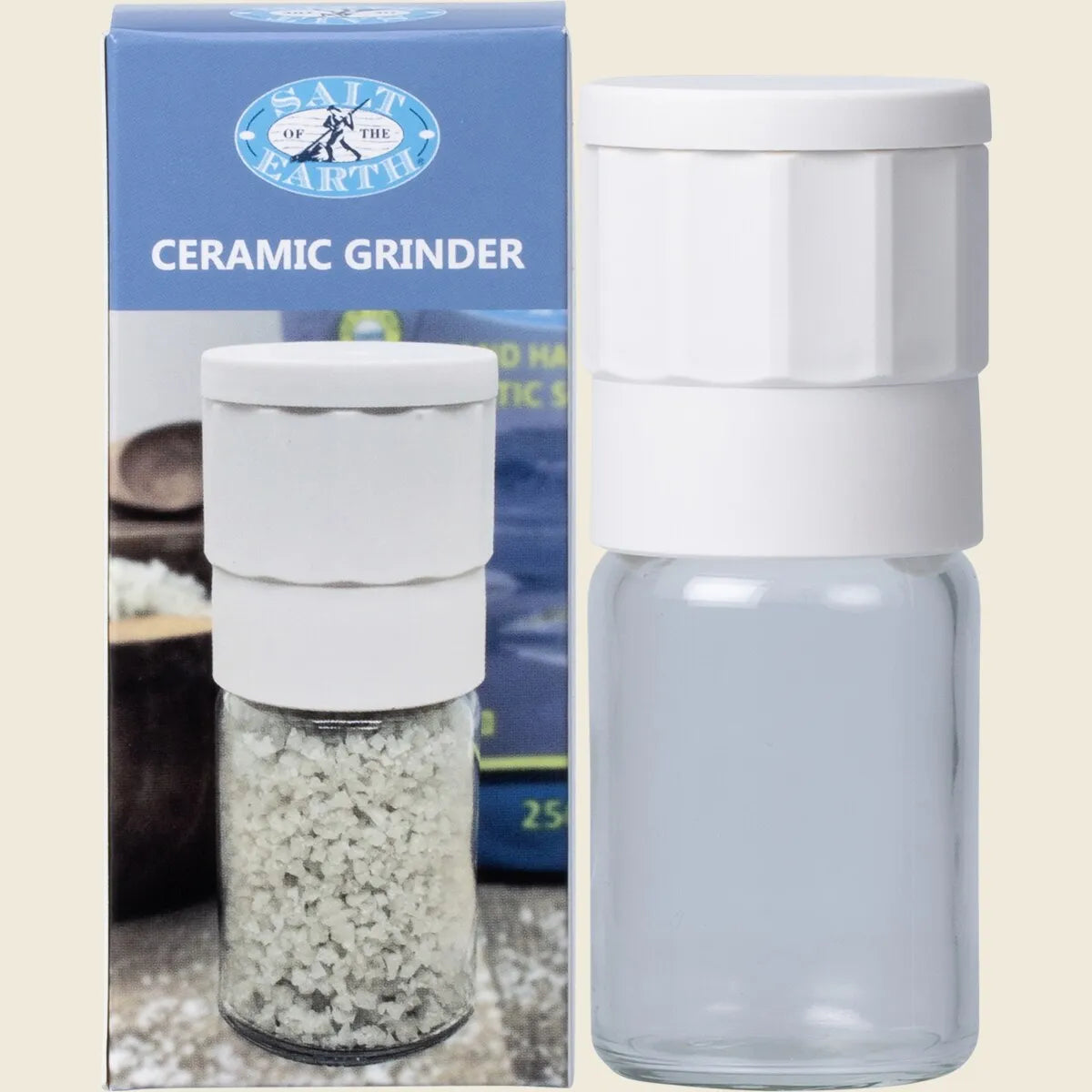 Salt of the Earth Adjustable Ceramic Salt & Spice Grinder White (Empty)