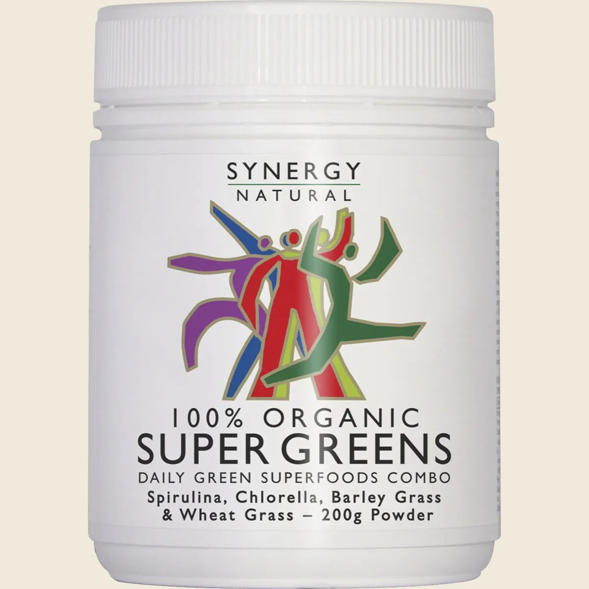 Synergy Natural Organic Super Greens (spirulina Chlorella Barley Grass & Wheat Grass) Powder 200g