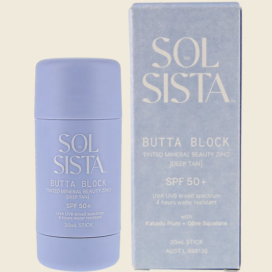 Butta Block SPF50+ Tinted Mineral Beauty Zinc Deep Tan 30ml