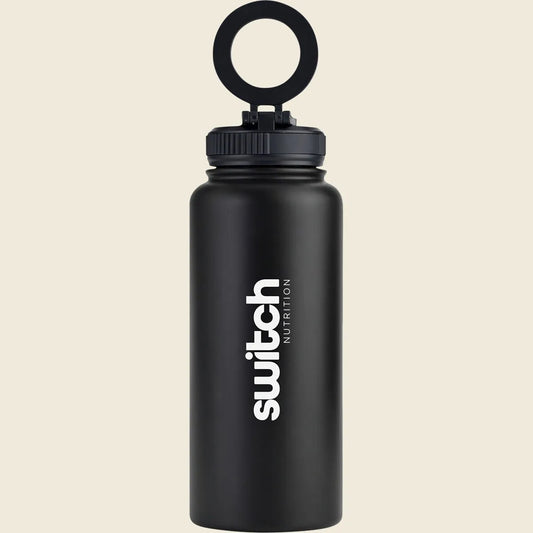 Stainless Steel Water Bottle with Phone Mount Black 1000ml