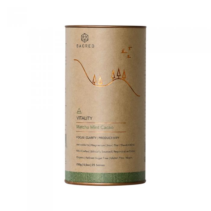 Sacred Taste Organic Drinking Cacao (matcha Mint Cacao) Vitality 250g
