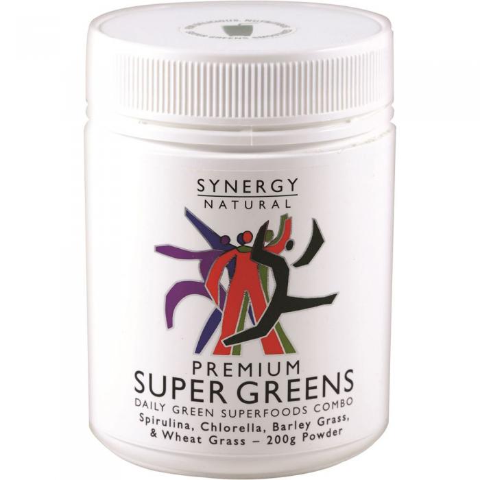 Synergy Natural Premium Super Greens (spirulina Chlorella Barley Grass & Wheat Grass) Powder 200g
