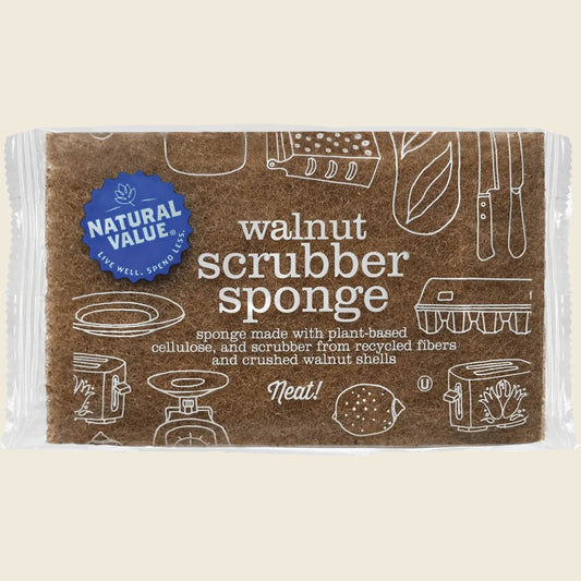 Natural Value Walnut Scrubber Sponge