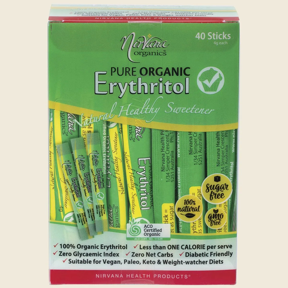Erythritol Pure Organic Sticks 40x4g