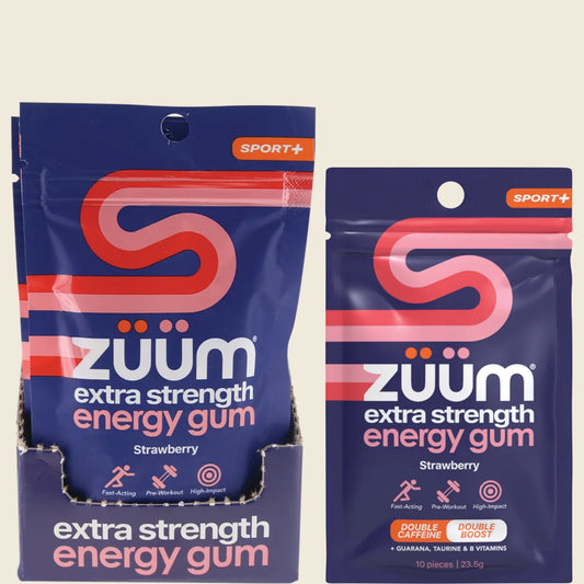Zuum Energy Gum Extra Strength Sport Strawberry Hasta 16x10pcs